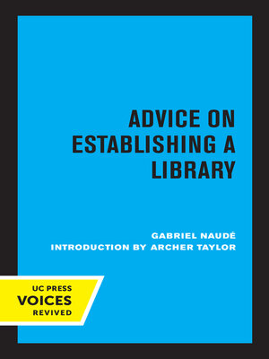 cover image of Advice on Establishing a Library